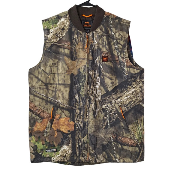 Walls Large Mossy Oak Camouflage‎ Hunting Quilt Lining Full Zip Vest Scentrex